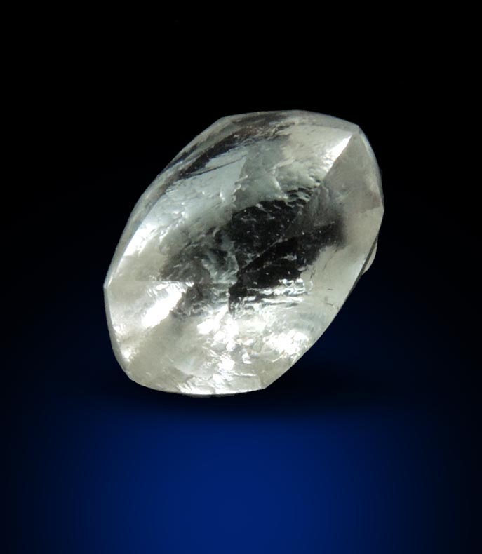 Diamond (1.78 carat pale-gray elongated dodecahedral crystal) from Oranjemund District, southern coastal Namib Desert, Namibia