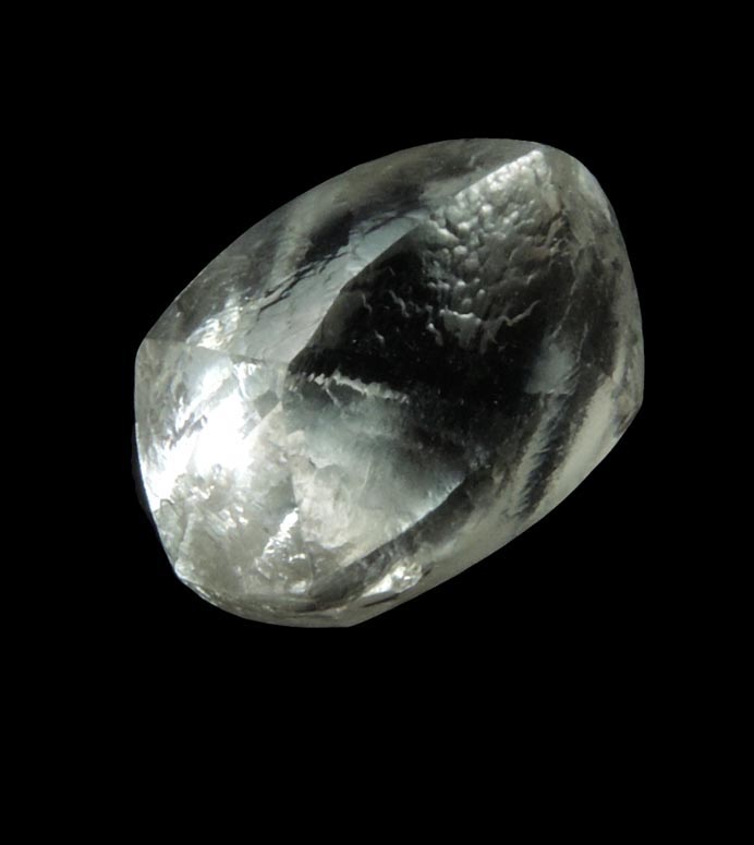 Diamond (1.78 carat pale-gray elongated dodecahedral crystal) from Oranjemund District, southern coastal Namib Desert, Namibia