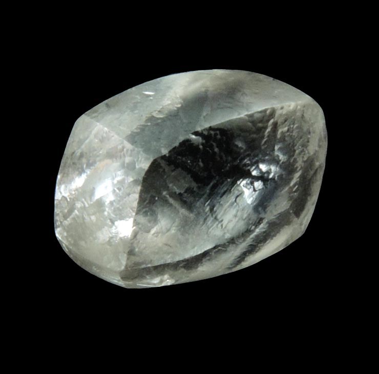 Diamond (1.78 carat pale-gray elongated dodecahedral crystal) from Oranjemund District, southern coastal Namib Desert, Namibia