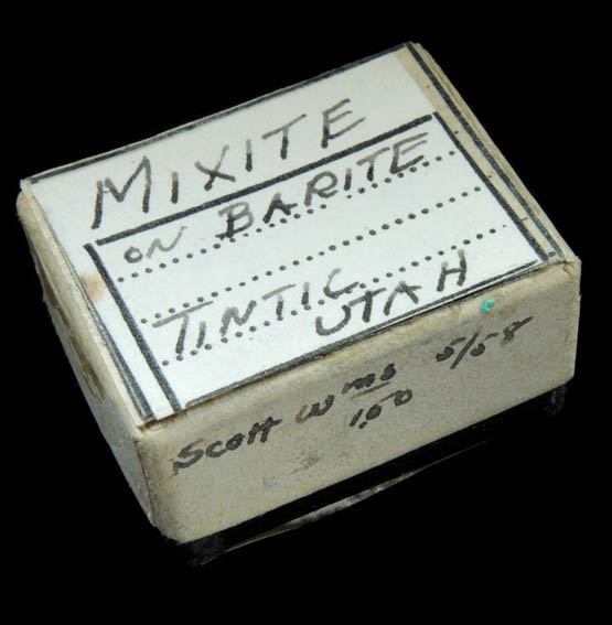 Mixite on Barite (micromount) from Tintic District, Juab County, Utah