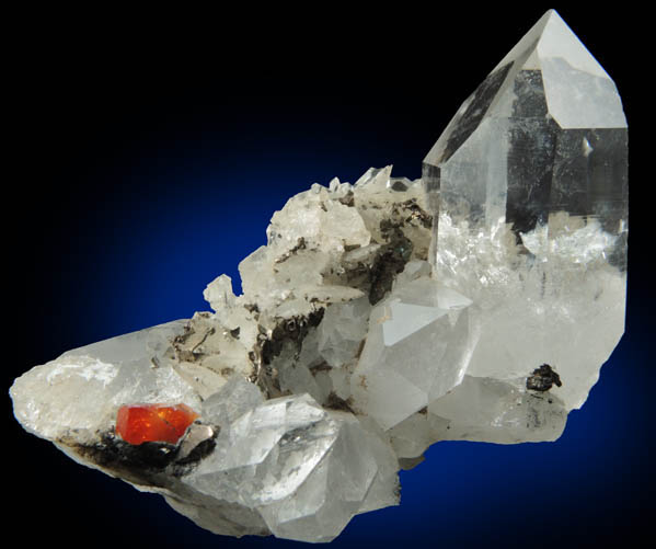 Scheelite on Quartz with Pyrrhotite and Dolomite from Morro Velho Mine, Nova Lima, Minas Gerais, Brazil
