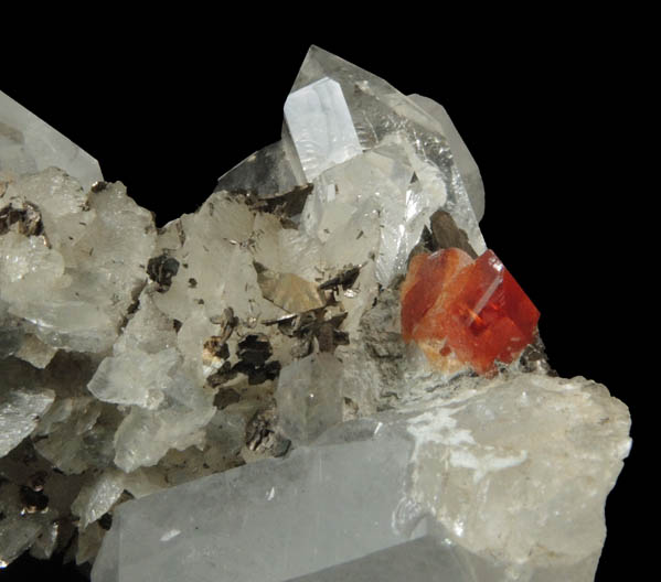 Scheelite on Quartz with Pyrrhotite and Dolomite from Morro Velho Mine, Nova Lima, Minas Gerais, Brazil