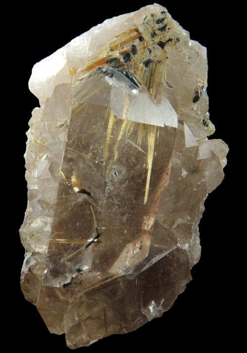 Quartz with Rutile inclusions (Rutilated Quartz) with Hematite from Novo Horizonte, Bahia, Brazil