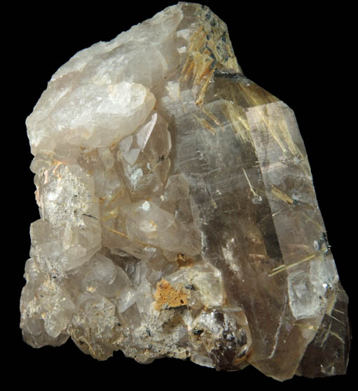 Quartz with Rutile inclusions (Rutilated Quartz) with Hematite from Novo Horizonte, Bahia, Brazil
