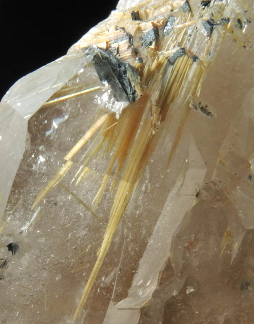 Quartz with Rutile inclusions (Rutilated Quartz) with Hematite from Novo Horizonte, Bahia, Brazil