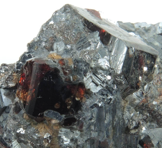 Spessartine Garnet in Galena from Broken Hill, New South Wales, Australia