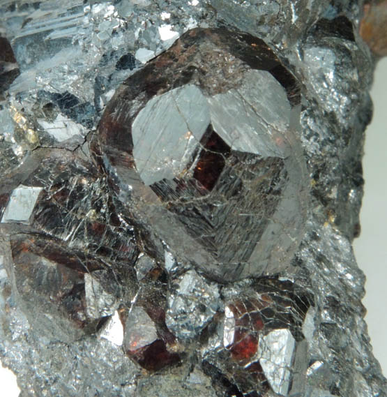 Spessartine Garnet in Galena from Broken Hill, New South Wales, Australia