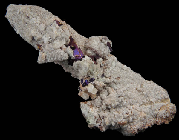 Chalcopyrite and Calcite on Quartz from Geevor Mine, St. Just District, Cornwall, England