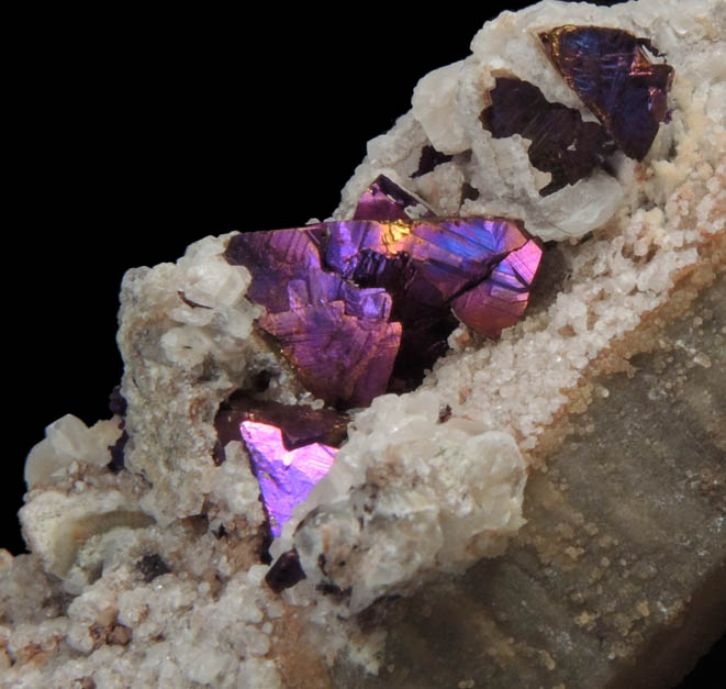 Chalcopyrite and Calcite on Quartz from Geevor Mine, St. Just District, Cornwall, England