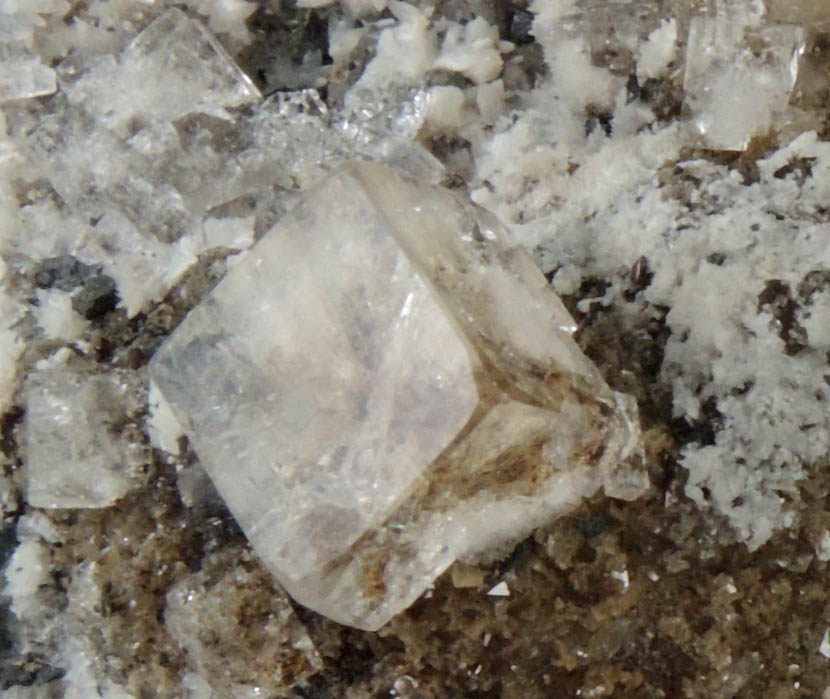 Fluorite, Calcite, Dolomite on Sphalerite with Galena from Rampgill Mine, One Foot Pocket, Coalcleugh Flatts, Northumberland, England