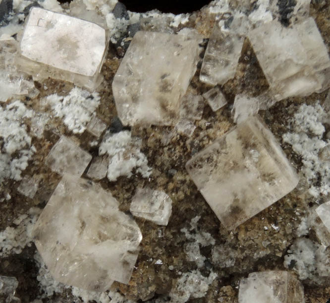 Fluorite, Calcite, Dolomite on Sphalerite with Galena from Rampgill Mine, One Foot Pocket, Coalcleugh Flatts, Northumberland, England