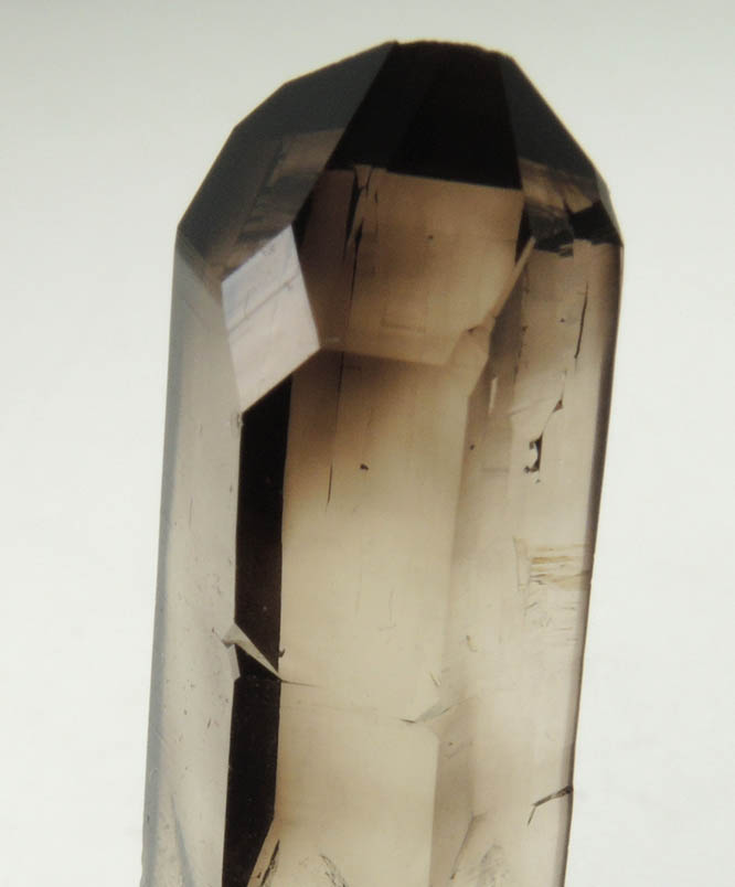 Quartz var. Smoky (Brazil-Law twin) with large S-faces from Pedra Alta, Goiabeira, Minas Gerais, Brazil