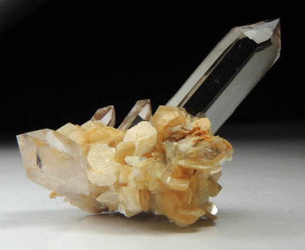 Quartz var. Smoky Quartz on Muscovite from Pedra Alta, Goiabeira, Minas Gerais, Brazil