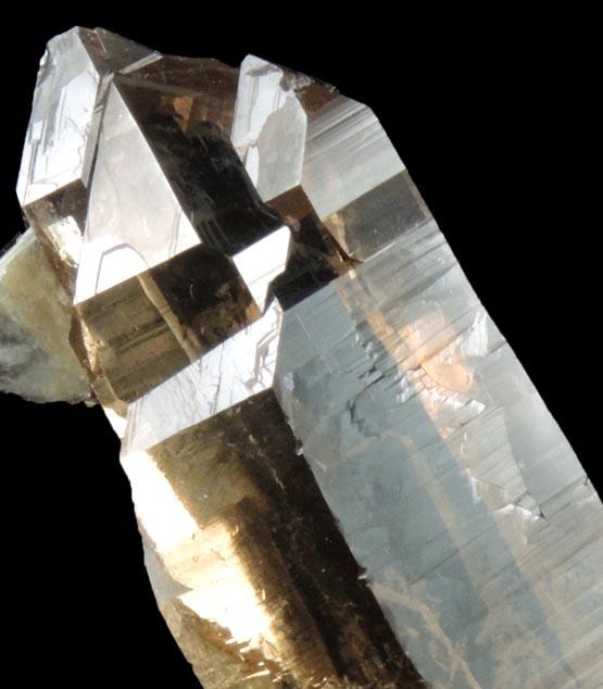 Quartz var. Smoky (Brazil-Law twin) with Muscovite from Pedra Alta, Goiabeira, Minas Gerais, Brazil