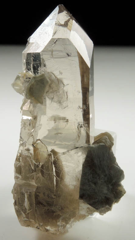 Quartz var. Smoky Quartz (Dauphin-law twins) with large S-face from So Geraldo do Baixio, Minas Gerais, Brazil