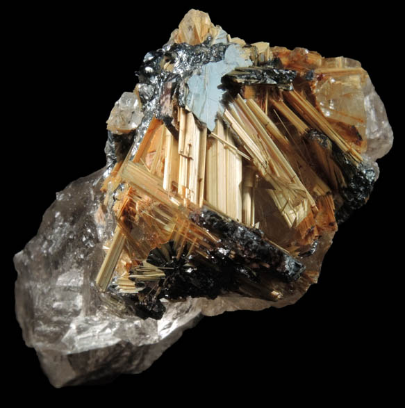 Rutile and Hematite on Smoky Quartz from Novo Horizonte, Bahia, Brazil