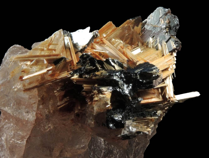 Rutile and Hematite on Smoky Quartz from Novo Horizonte, Bahia, Brazil