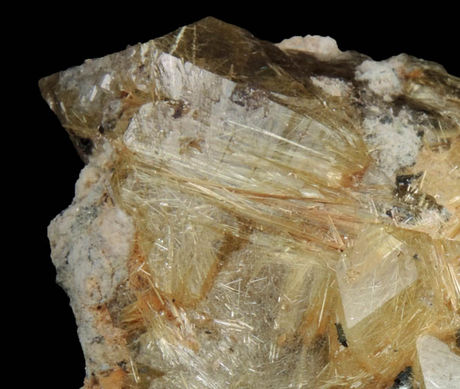 Quartz with Rutile inclusions (Rutilated Quartz) with Hematite from Novo Horizonte, Bahia, Brazil