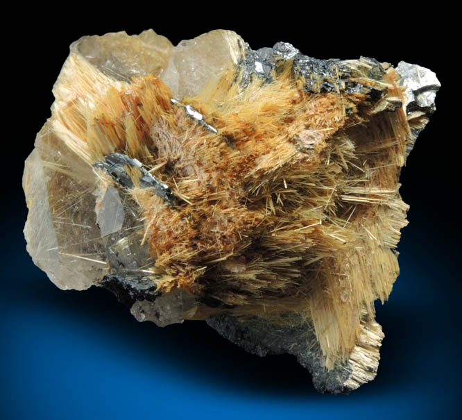 Quartz with Rutile inclusions (Rutilated Quartz) with Hematite from Novo Horizonte, Bahia, Brazil