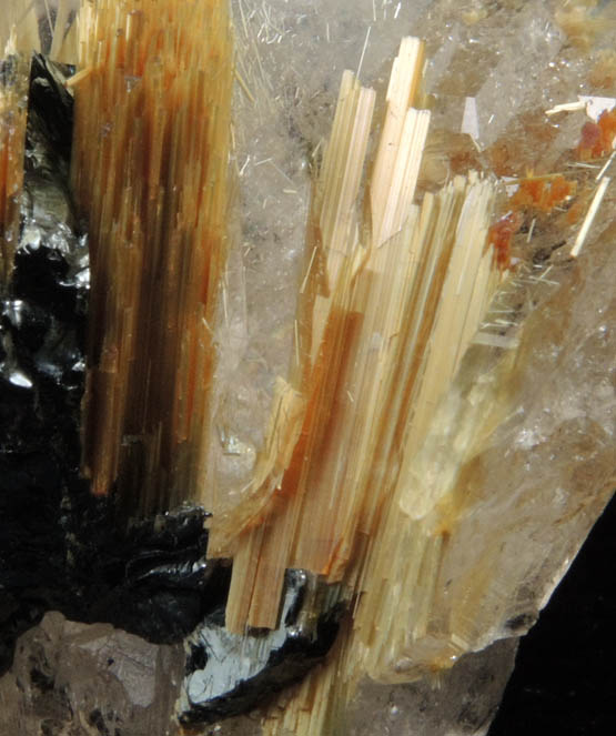 Quartz with Rutile inclusions (Rutilated Quartz) with Hematite from Novo Horizonte, Bahia, Brazil