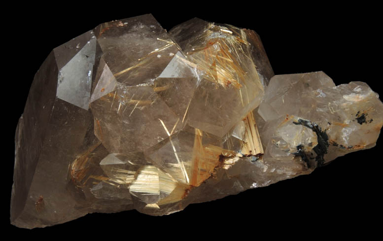 Quartz with Rutile inclusions (Rutilated Quartz) with Hematite from Novo Horizonte, Bahia, Brazil