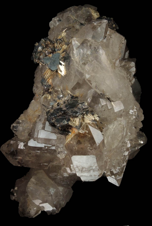 Quartz with Rutile inclusions (Rutilated Quartz) with Hematite from Novo Horizonte, Bahia, Brazil