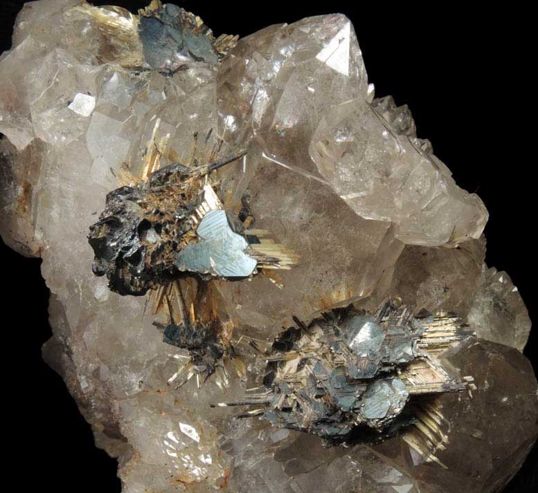 Quartz with Rutile inclusions (Rutilated Quartz) with Hematite from Novo Horizonte, Bahia, Brazil