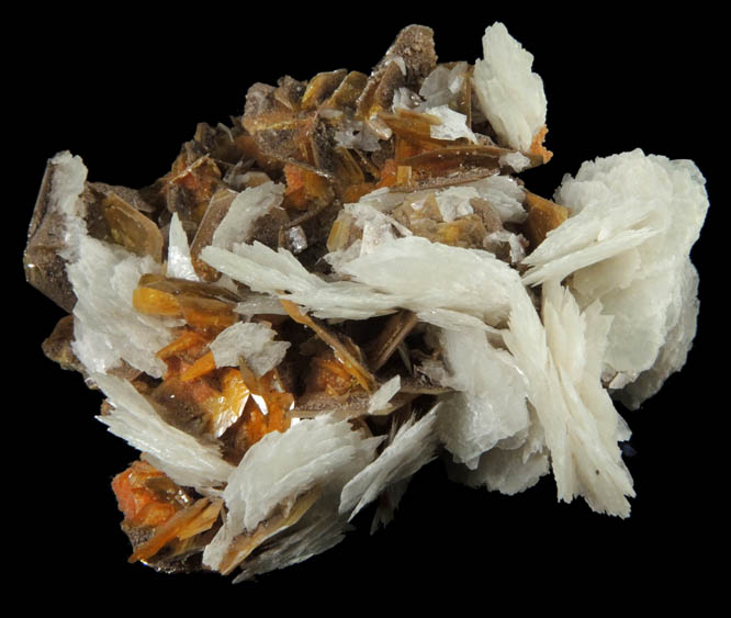 Barite on Wulfenite and Mimetite from San Francisco Mine, Cerro Prieto, north of Cucurpe, Sonora, Mexico