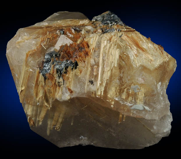 Quartz with Rutile inclusions (Rutilated Quartz) with minor Hematite from Novo Horizonte, Bahia, Brazil