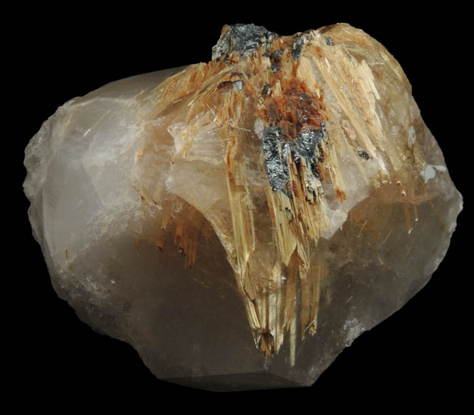 Quartz with Rutile inclusions (Rutilated Quartz) with minor Hematite from Novo Horizonte, Bahia, Brazil