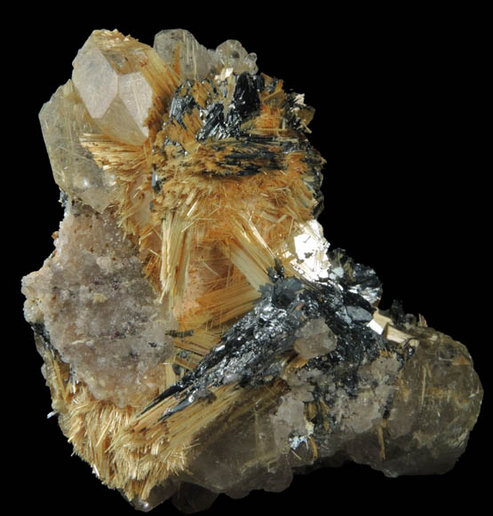 Rutile with Hematite on Quartz from Novo Horizonte, Bahia, Brazil