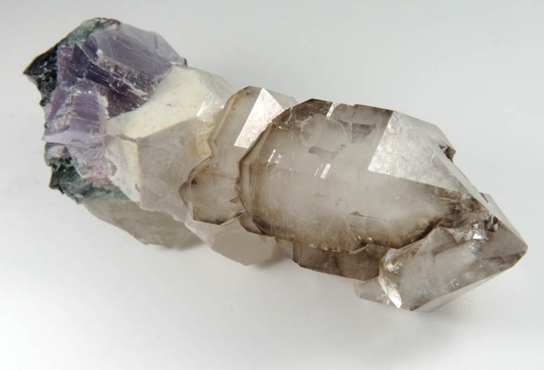 Quartz var. Smoky Scepter with Lepidolite from Pederneira Mine, Sao Jose da Safira, Minas Gerais, Brazil