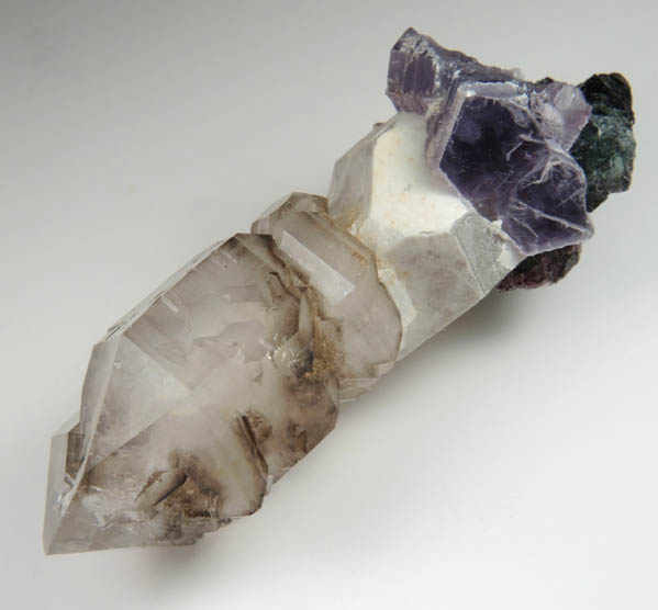 Quartz var. Smoky Scepter with Lepidolite from Pederneira Mine, Sao Jose da Safira, Minas Gerais, Brazil