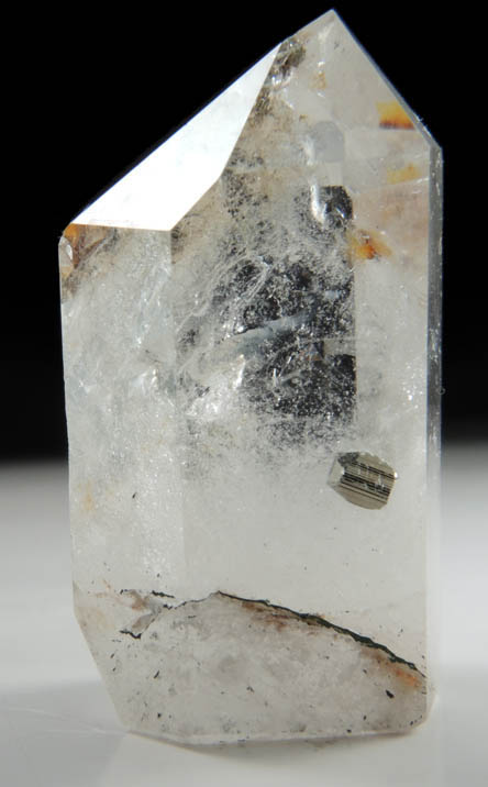 Quartz with Pyrite crystal inclusion (polished) from So Jos da Safira, Minas Gerais, Brazil