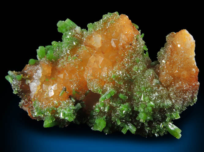 Pyromorphite on Quartz from Mine des Farges, Ussel, Corrze, France