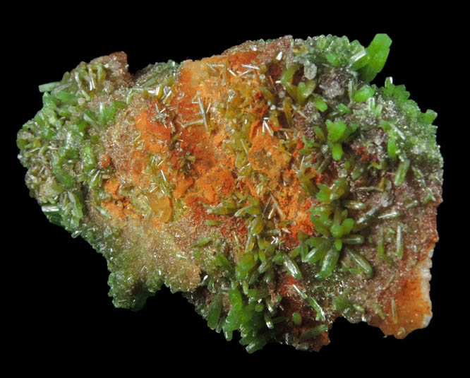 Pyromorphite on Quartz from Mine des Farges, Ussel, Corrze, France