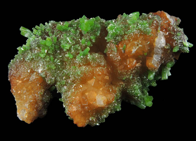 Pyromorphite on Quartz from Mine des Farges, Ussel, Corrze, France