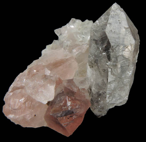 Fluorite (pink) on Quartz from Aiguille du Chardonnet, Mont Blanc, Chamonix, Savoie, Rhne-Alpes, France