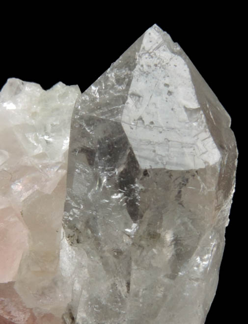 Fluorite (pink) on Quartz from Aiguille du Chardonnet, Mont Blanc, Chamonix, Savoie, Rhne-Alpes, France