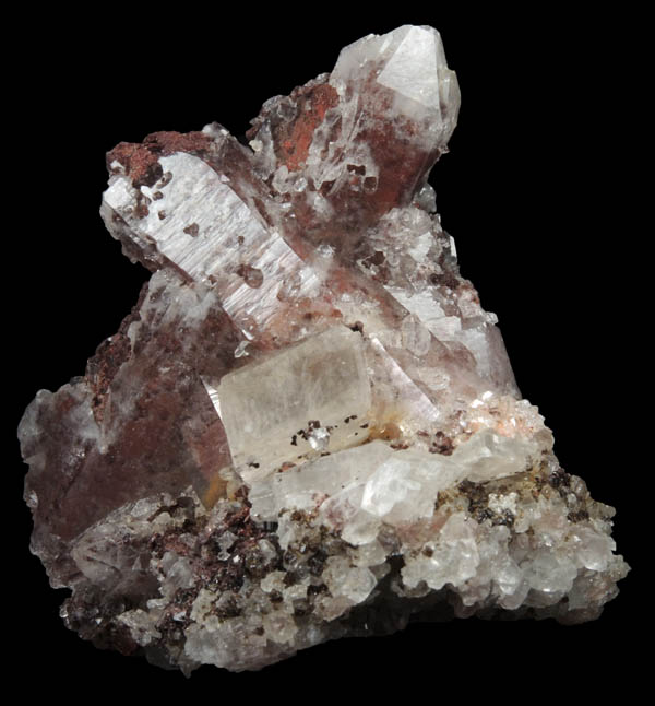 Quartz over Quartz with Hematite inclusion and Magnesite from Brumado District, Serra das guas, Bahia, Brazil