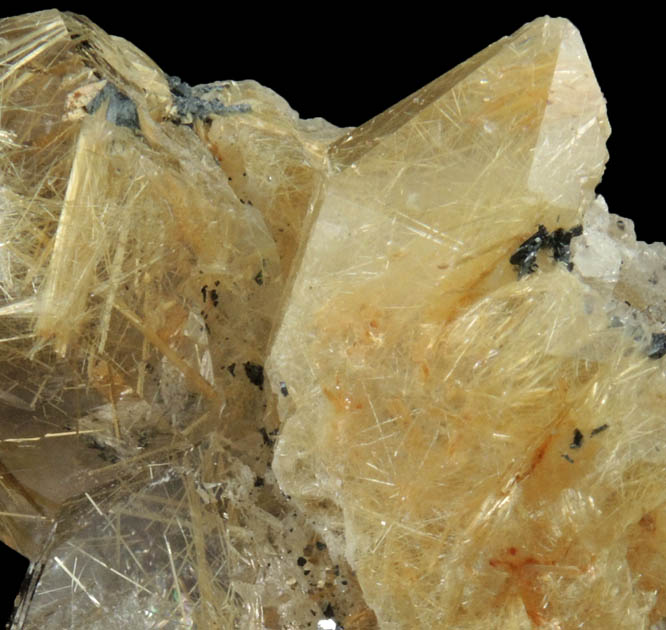 Quartz with Rutile inclusions (Rutilated Quartz) with minor Hematite from Novo Horizonte, Bahia, Brazil