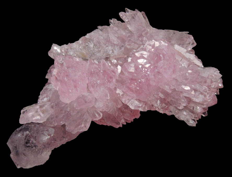 Quartz var. Rose Quartz crystals from Alto da Pitorra, Laranjeiras, Galilia, Minas Gerais, Brazil