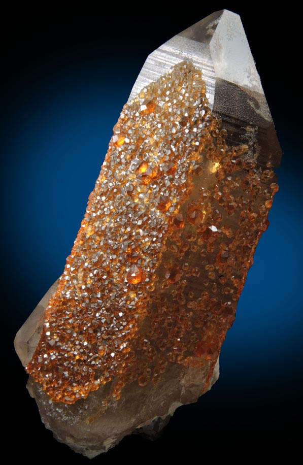 Spessartine Garnet on Smoky Quartz from Tongbei-Yunling District, Fujian Province, China