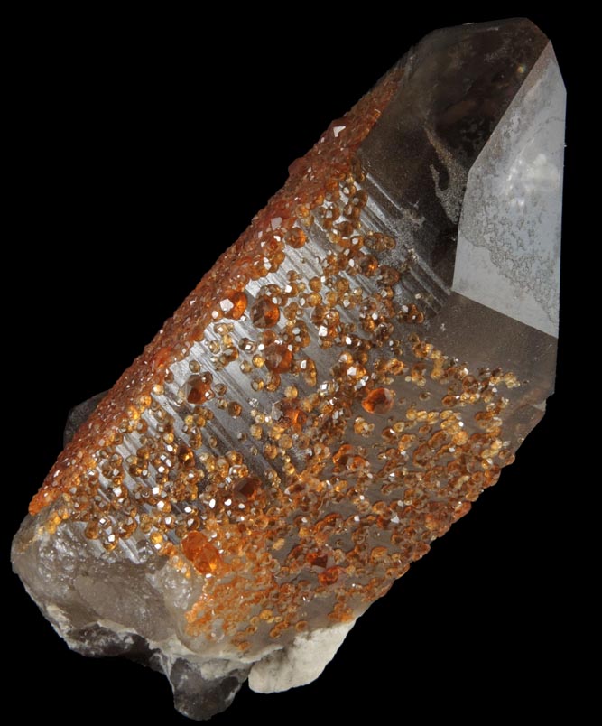 Spessartine Garnet on Smoky Quartz from Tongbei-Yunling District, Fujian Province, China