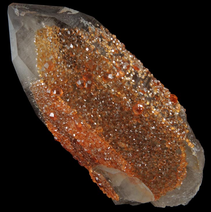 Spessartine Garnet on Smoky Quartz from Tongbei-Yunling District, Fujian Province, China