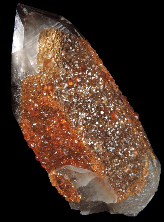 Spessartine Garnet on Smoky Quartz from Tongbei-Yunling District, Fujian Province, China