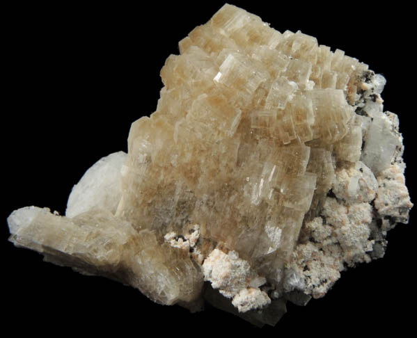 Heulandite on Albite with Apophyllite from Interstate 78 road construction, Summit, Union County, New Jersey