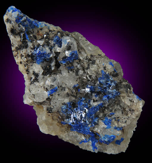 Linarite on Quartz from Sunshine No. 1 Adit, Blanchard Mine, Hansonburg District, 8.5 km south of Bingham, Socorro County, New Mexico