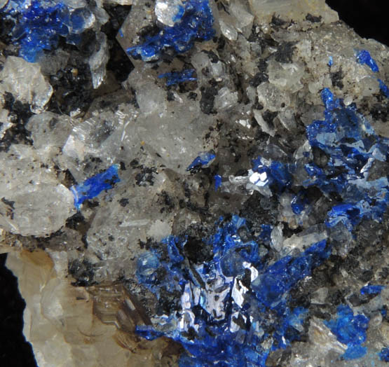 Linarite on Quartz from Sunshine No. 1 Adit, Blanchard Mine, Hansonburg District, 8.5 km south of Bingham, Socorro County, New Mexico