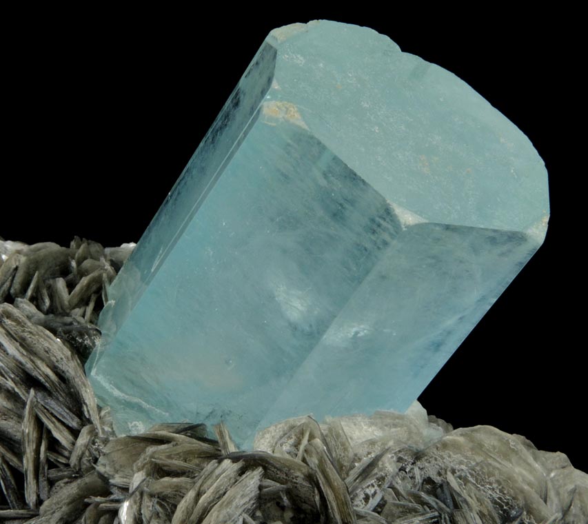 Beryl var. Aquamarine on Muscovite from Nagar, Hunza Valley, Gilgit District, Gilgit-Baltistan, Pakistan